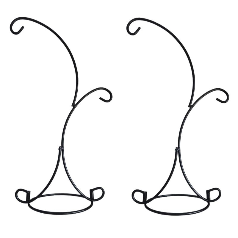 Ian Enterprises Ornament Display Stand Iron Pothook Stand for Hanging Glass Terrarium/Picture (Double-Hook, Black) - Image 1